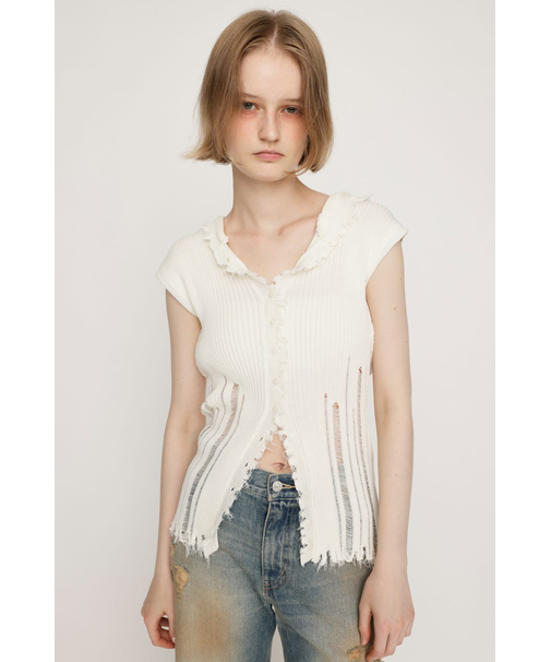 FRONT BUTTON KNIT HOODIE