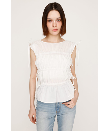 GATHER RIBBON WOVEN ブラウス