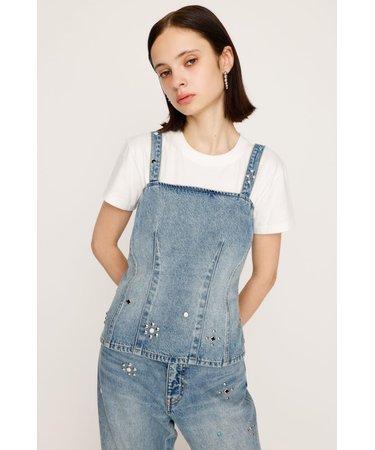 STUDS DENIM BUSTIER-B