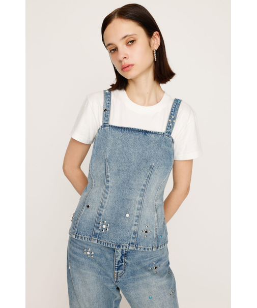 STUDS DENIM BUSTIER-B