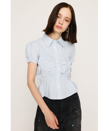 RANDOM SHIRRING S／SLEEVE トップス