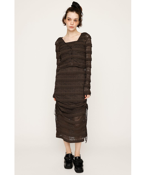 FRONT BUTTON LACE 2P ロングワンピース