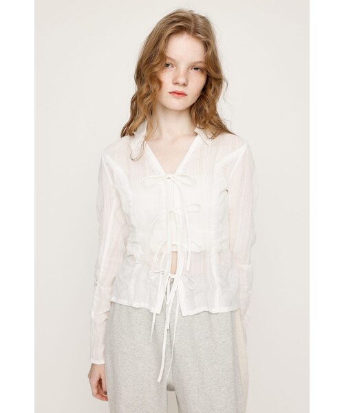 FRONT RIBBON SHIRRING シャツ｜スライの通販｜&mall（アンドモール