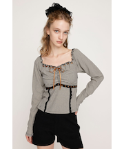 PLAID RIBBON CUT トップス