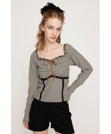 PLAID RIBBON CUT トップス