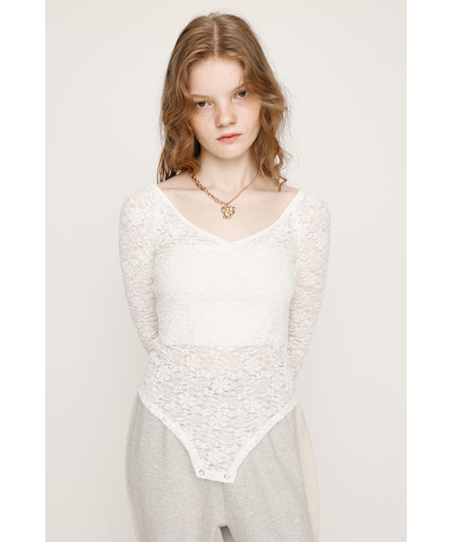 JOSEMOON LACE BODY SUITSレースボディスーツ 美品タグ付き SLY tシャツ LACE BODY SUITS レース ボディスーツ 秋服