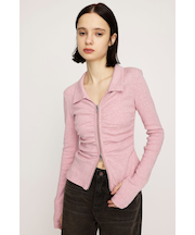 FRONT GATHER ZIP トップス