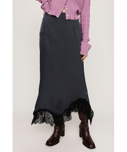 LACE SATIN ロングスカート