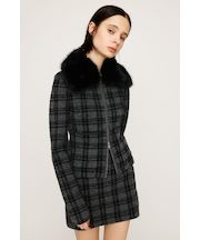 F／FUR COLLAR KNIT トップス