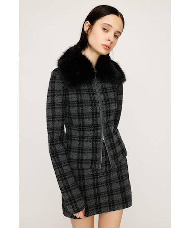 F／FUR COLLAR KNIT トップス