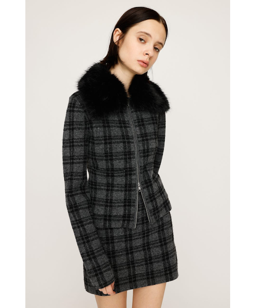 F／FUR COLLAR KNIT トップス