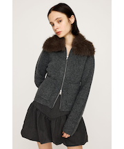 F／FUR COLLAR KNIT トップス