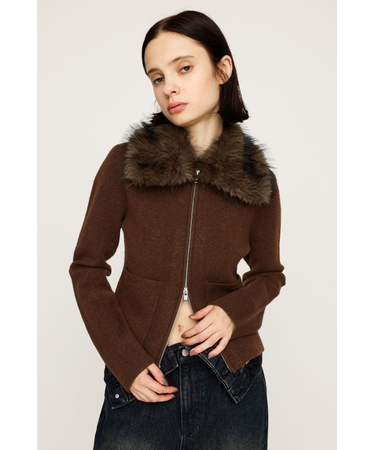 F／FUR COLLAR KNIT トップス