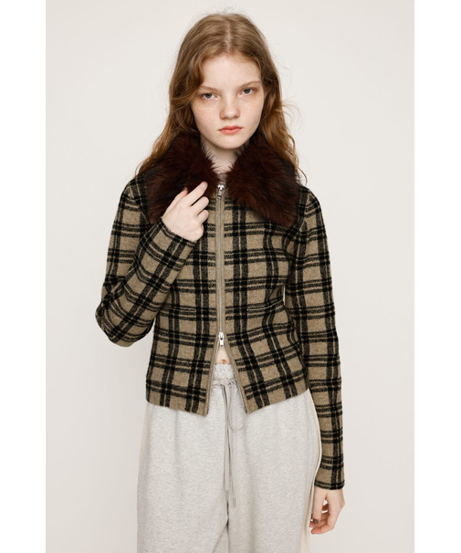 F／FUR COLLAR KNIT トップス