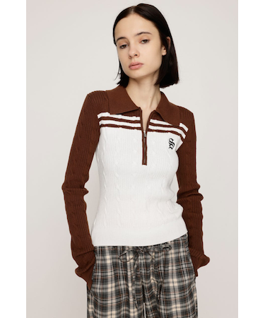 CABLE COLLAR KNIT トップス