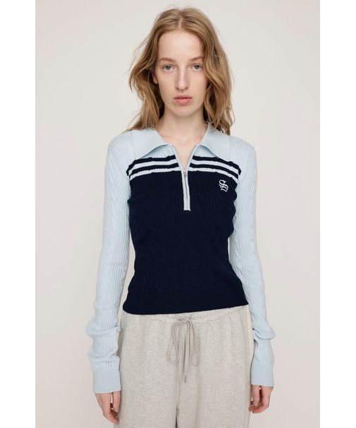 CABLE COLLAR KNIT トップス