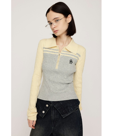 CABLE COLLAR KNIT トップス