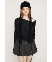 GATHER RIBBON KNIT トップス