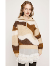 FRONT ZIP MARBLE KNIT トップス