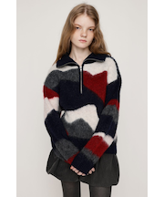 FRONT ZIP MARBLE KNIT トップス