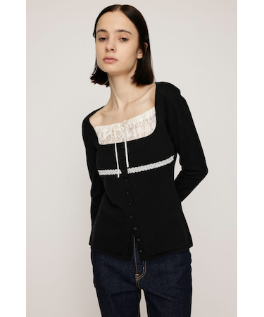 LACE DOCKING KNIT トップス