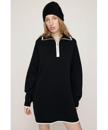 HALF ZIP HN KNIT ショートワンピース