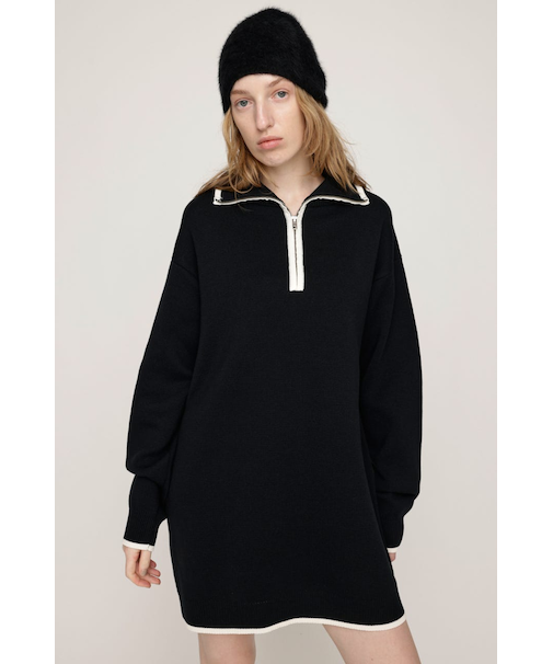 HALF ZIP HN KNIT ショートワンピース