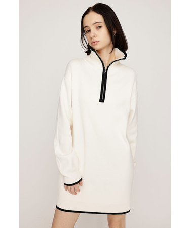 HALF ZIP HN KNIT ショートワンピース