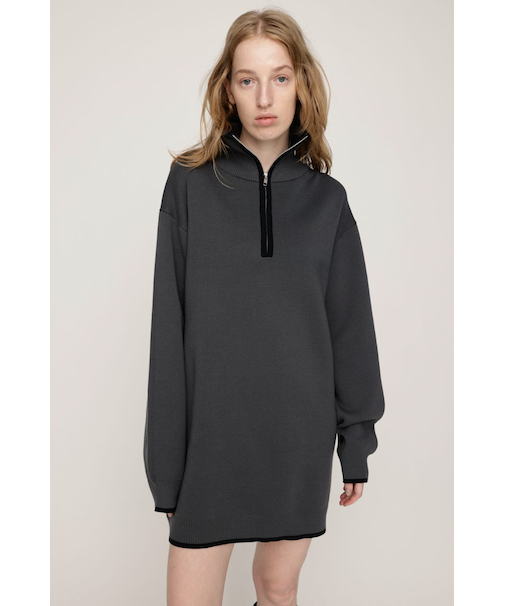 HALF ZIP HN KNIT ショートワンピース