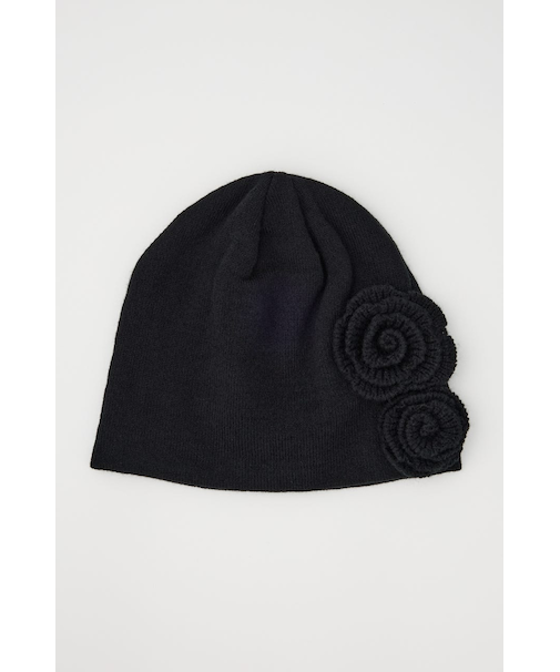 FLOWER MOTIF KNIT BEANIE