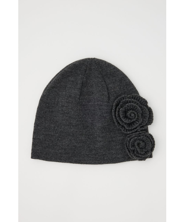 FLOWER MOTIF KNIT BEANIE