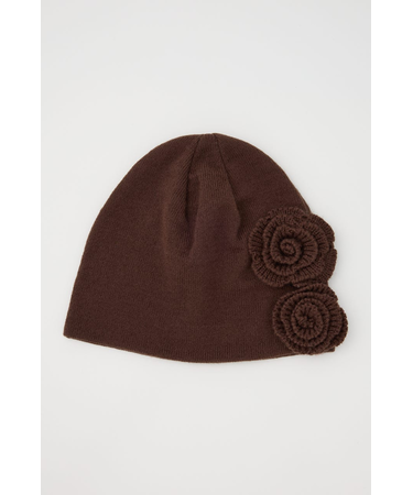 FLOWER MOTIF KNIT BEANIE