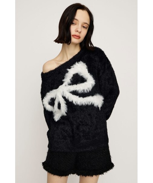 ONE SHOULDER RIBBON KNIT トップス