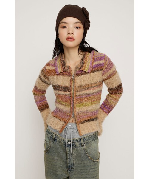 SHAGGY MIX FRONT ZIP トップス｜スライの通販｜&mall（アンドモール