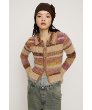 SHAGGY MIX FRONT ZIP トップス