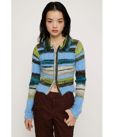 SHAGGY MIX FRONT ZIP トップス