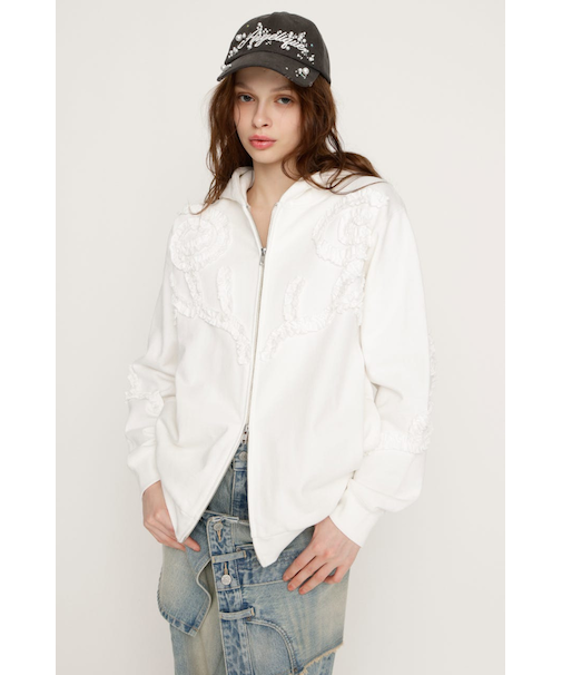 FRILL ZIP UP HOODIE