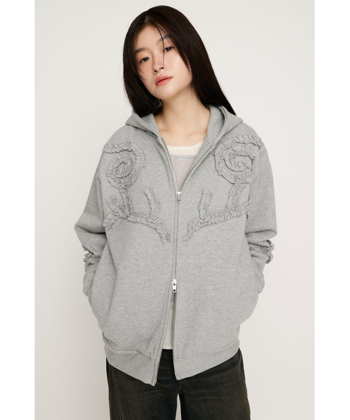 FRILL ZIP UP HOODIE