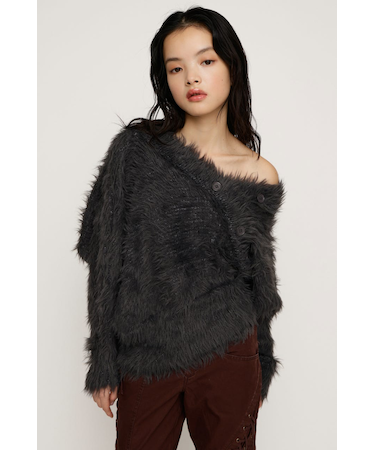 BIG SHAGGY BUTTON RIB トップス