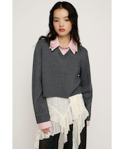 LAYERED LIKE CROP KNIT トップス