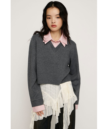 LAYERED LIKE CROP KNIT トップス