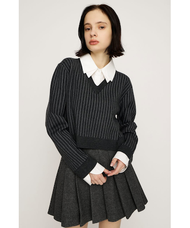 LAYERED LIKE CROP KNIT トップス