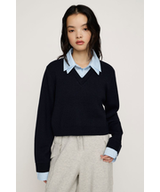 LAYERED LIKE CROP KNIT トップス