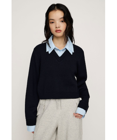LAYERED LIKE CROP KNIT トップス
