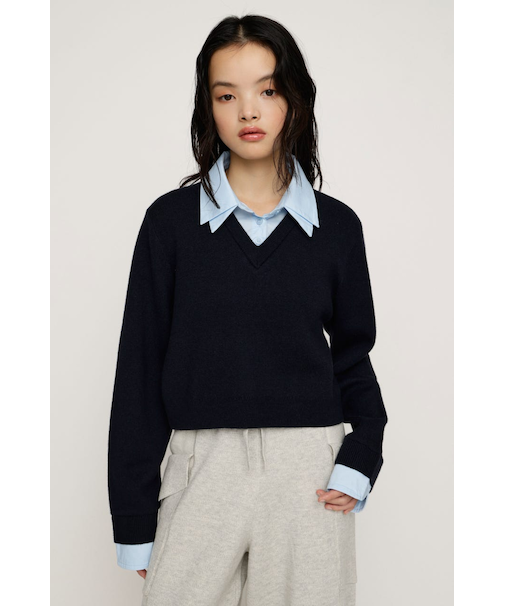 LAYERED LIKE CROP KNIT トップス