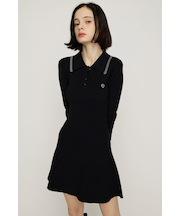 COLLARED CABLE KNIT ショートワンピース