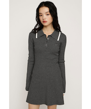 COLLARED CABLE KNIT ショートワンピース