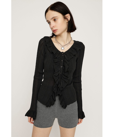 FRONT FRILL KNIT トップス