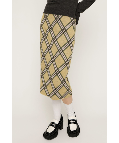 JQ CHECK KNIT ミドルスカート