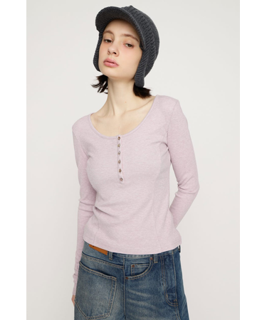 HENRY NECK CUT トップス